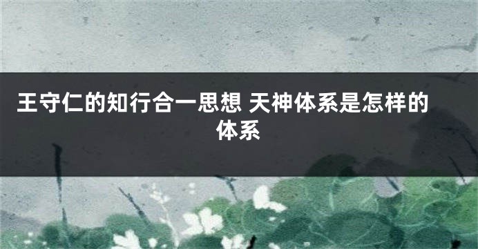 王守仁的知行合一思想 天神体系是怎样的体系