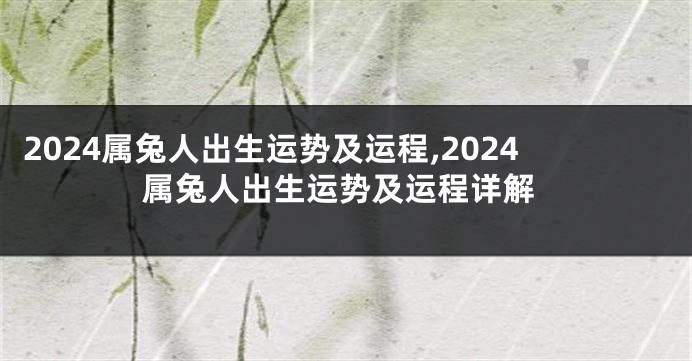 2024属兔人出生运势及运程,2024属兔人出生运势及运程详解