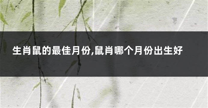 生肖鼠的最佳月份,鼠肖哪个月份出生好