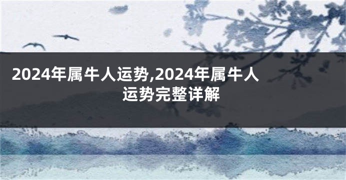 2024年属牛人运势,2024年属牛人运势完整详解