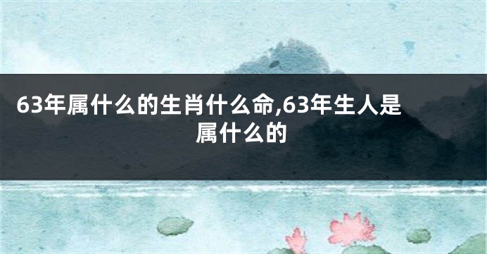 63年属什么的生肖什么命,63年生人是属什么的