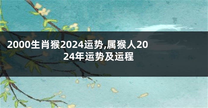 2000生肖猴2024运势,属猴人2024年运势及运程