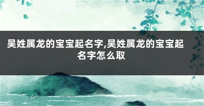 吴姓属龙的宝宝起名字,吴姓属龙的宝宝起名字怎么取