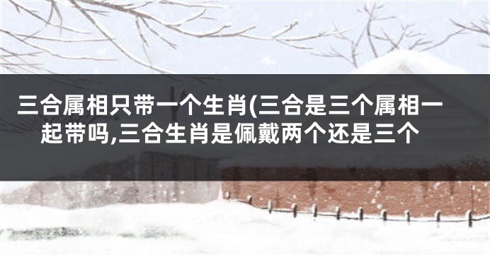 三合属相只带一个生肖(三合是三个属相一起带吗,三合生肖是佩戴两个还是三个