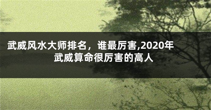 武威风水大师排名，谁最厉害,2020年武威算命很厉害的高人