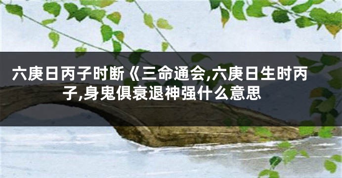 六庚日丙子时断《三命通会,六庚日生时丙子,身鬼俱衰退神强什么意思