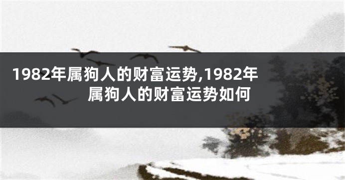 1982年属狗人的财富运势,1982年属狗人的财富运势如何