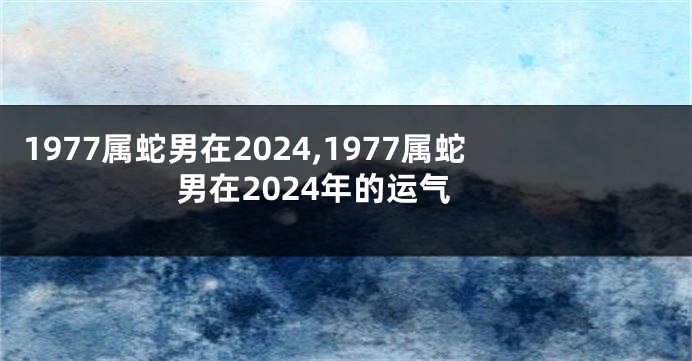 1977属蛇男在2024,1977属蛇男在2024年的运气