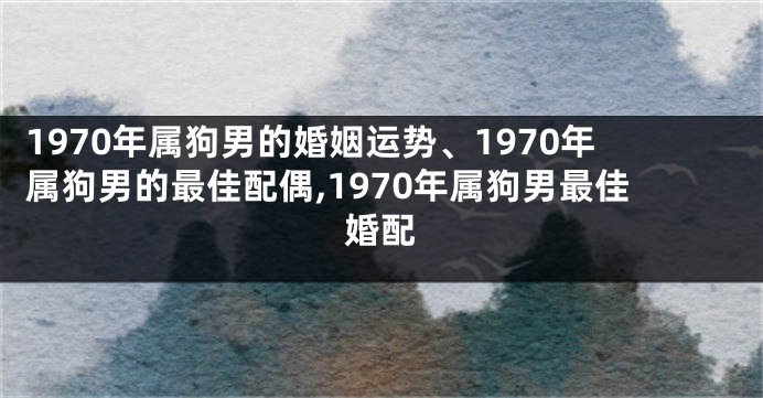 1970年属狗男的婚姻运势、1970年属狗男的最佳配偶,1970年属狗男最佳婚配