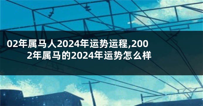 02年属马人2024年运势运程,2002年属马的2024年运势怎么样