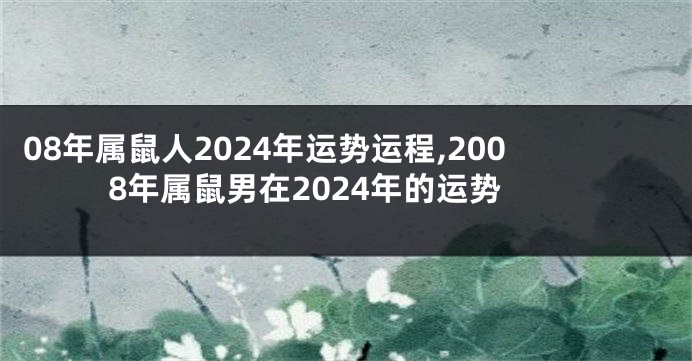 08年属鼠人2024年运势运程,2008年属鼠男在2024年的运势