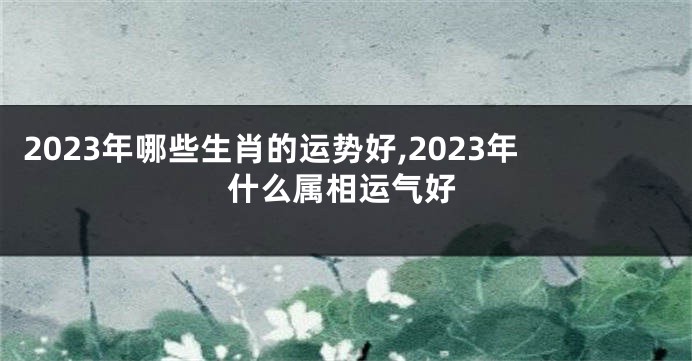 2023年哪些生肖的运势好,2023年什么属相运气好