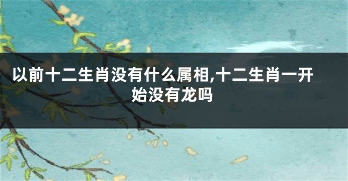 以前十二生肖没有什么属相,十二生肖一开始没有龙吗