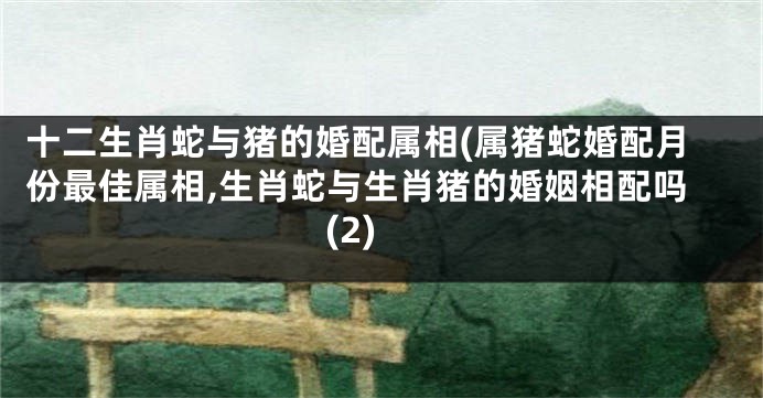 十二生肖蛇与猪的婚配属相(属猪蛇婚配月份最佳属相,生肖蛇与生肖猪的婚姻相配吗(2)