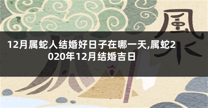 12月属蛇人结婚好日子在哪一天,属蛇2020年12月结婚吉日