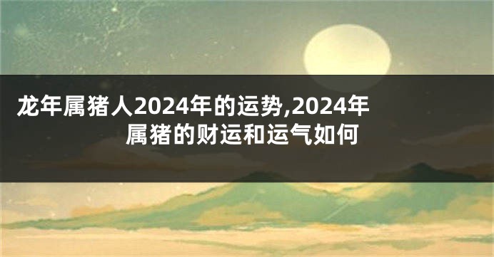 龙年属猪人2024年的运势,2024年属猪的财运和运气如何