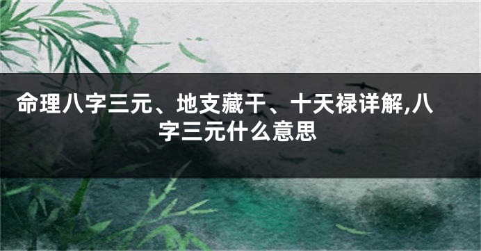 命理八字三元、地支藏干、十天禄详解,八字三元什么意思