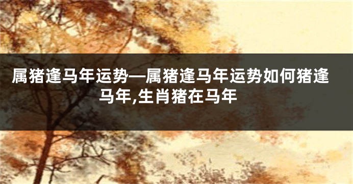 属猪逢马年运势—属猪逢马年运势如何猪逢马年,生肖猪在马年