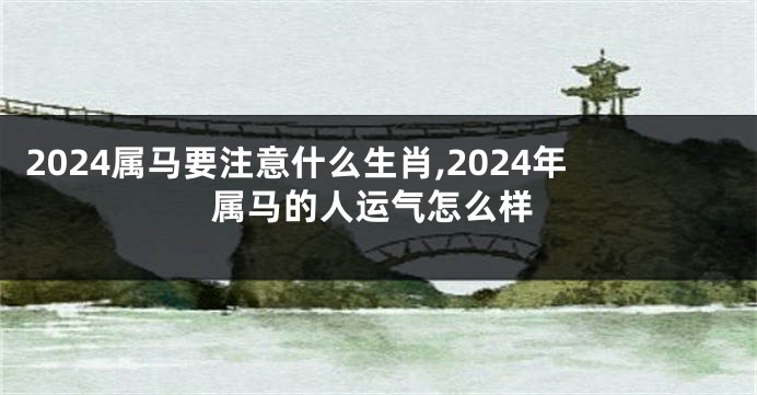 2024属马要注意什么生肖,2024年属马的人运气怎么样