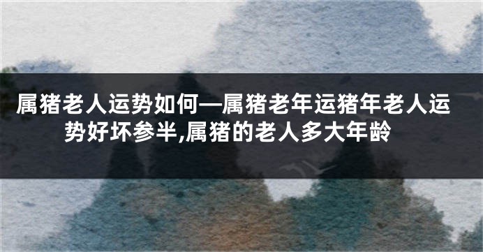 属猪老人运势如何—属猪老年运猪年老人运势好坏参半,属猪的老人多大年龄