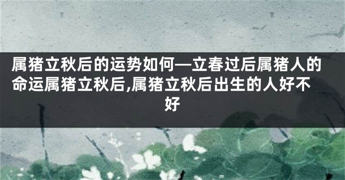 属猪立秋后的运势如何—立春过后属猪人的命运属猪立秋后,属猪立秋后出生的人好不好