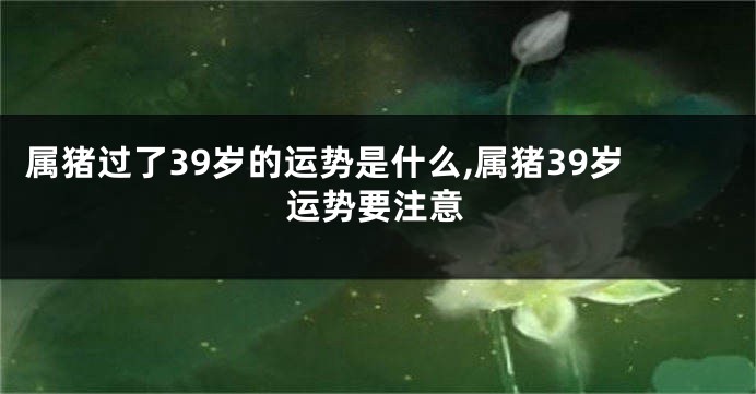 属猪过了39岁的运势是什么,属猪39岁运势要注意