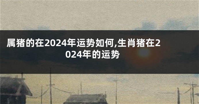 属猪的在2024年运势如何,生肖猪在2024年的运势