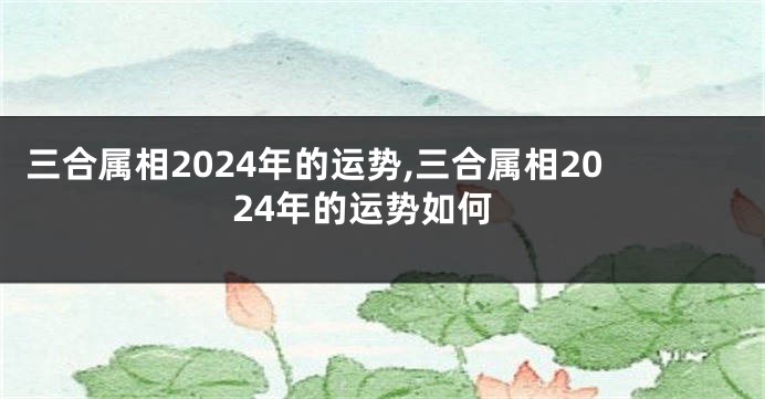 三合属相2024年的运势,三合属相2024年的运势如何