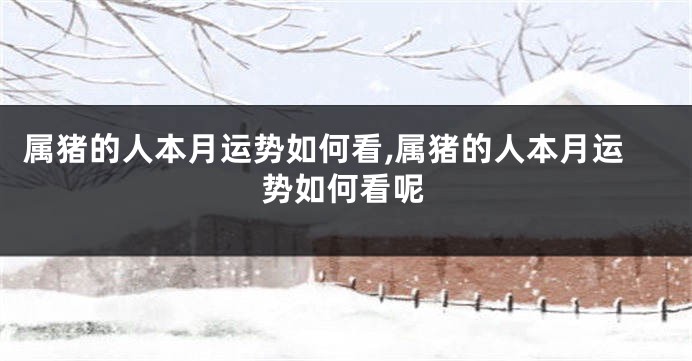 属猪的人本月运势如何看,属猪的人本月运势如何看呢