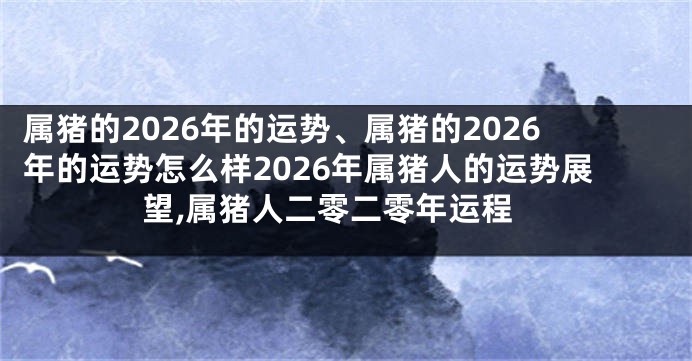 属猪的2026年的运势、属猪的2026年的运势怎么样2026年属猪人的运势展望,属猪人二零二零年运程