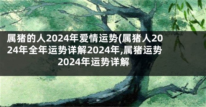 属猪的人2024年爱情运势(属猪人2024年全年运势详解2024年,属猪运势2024年运势详解