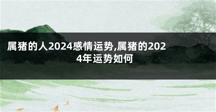 属猪的人2024感情运势,属猪的2024年运势如何