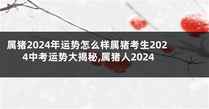 属猪2024年运势怎么样属猪考生2024中考运势大揭秘,属猪人2024