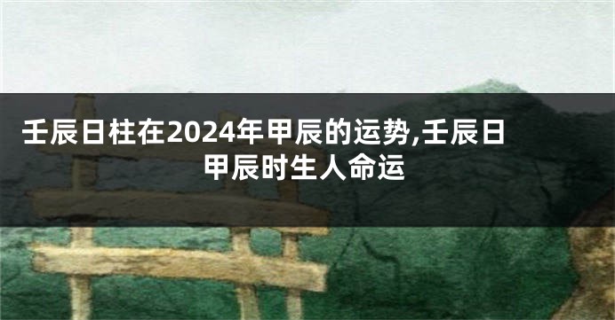 壬辰日柱在2024年甲辰的运势,壬辰日甲辰时生人命运