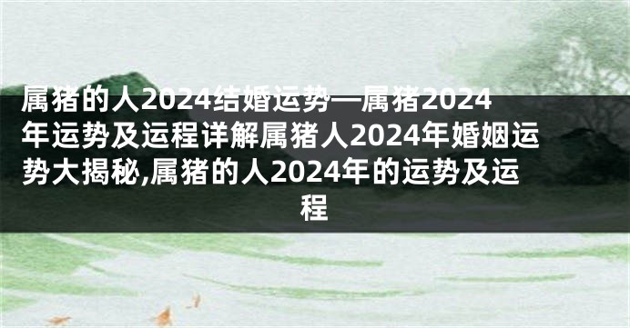 属猪的人2024结婚运势—属猪2024年运势及运程详解属猪人2024年婚姻运势大揭秘,属猪的人2024年的运势及运程