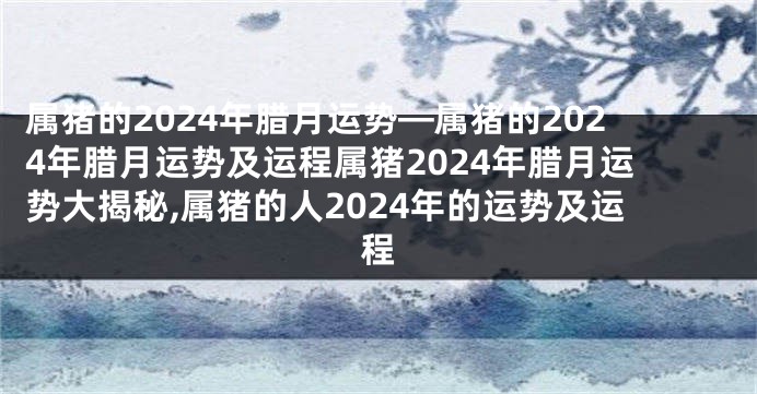 属猪的2024年腊月运势—属猪的2024年腊月运势及运程属猪2024年腊月运势大揭秘,属猪的人2024年的运势及运程