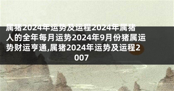 属猪2024年运势及运程2024年属猪人的全年每月运势2024年9月份猪属运势财运亨通,属猪2024年运势及运程2007