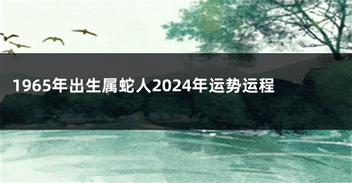 1965年出生属蛇人2024年运势运程