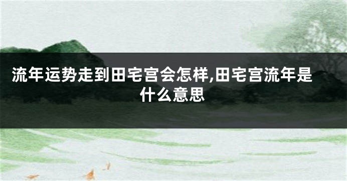 流年运势走到田宅宫会怎样,田宅宫流年是什么意思