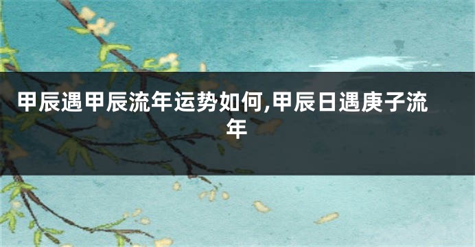 甲辰遇甲辰流年运势如何,甲辰日遇庚子流年