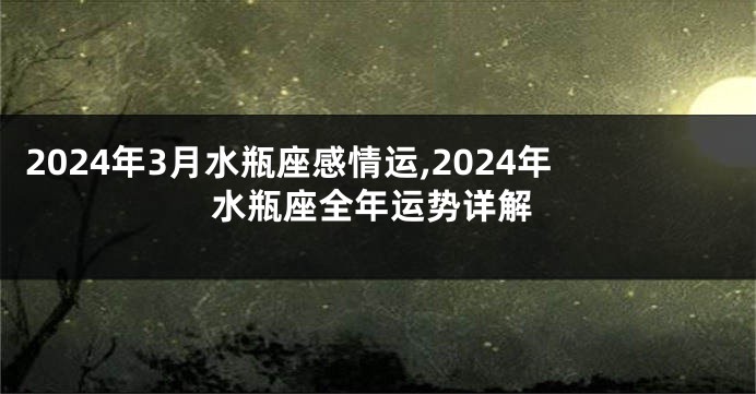 2024年3月水瓶座感情运,2024年水瓶座全年运势详解