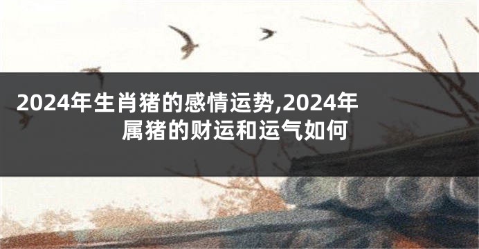 2024年生肖猪的感情运势,2024年属猪的财运和运气如何