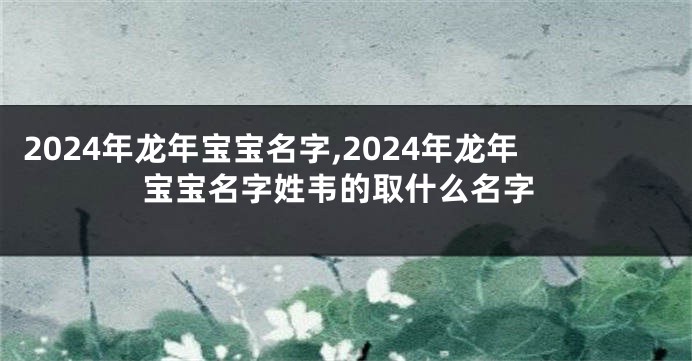 2024年龙年宝宝名字,2024年龙年宝宝名字姓韦的取什么名字