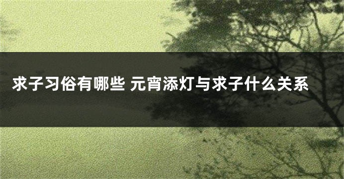 求子习俗有哪些 元宵添灯与求子什么关系