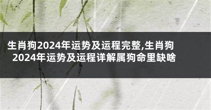 生肖狗2024年运势及运程完整,生肖狗2024年运势及运程详解属狗命里缺啥