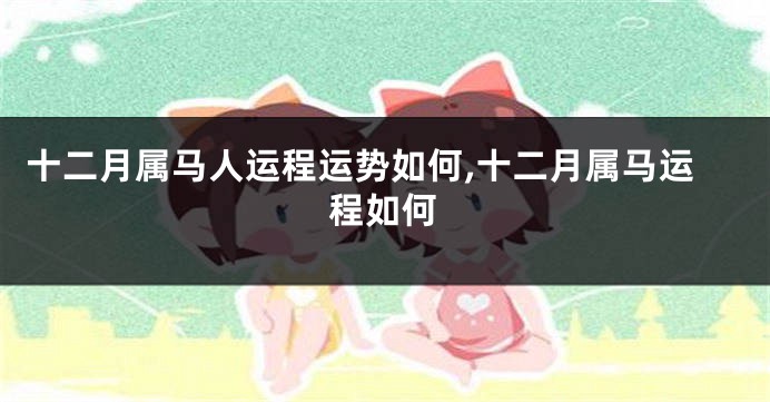 十二月属马人运程运势如何,十二月属马运程如何