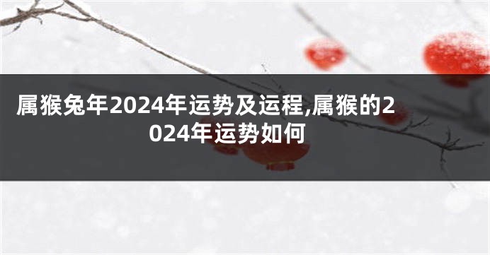 属猴兔年2024年运势及运程,属猴的2024年运势如何