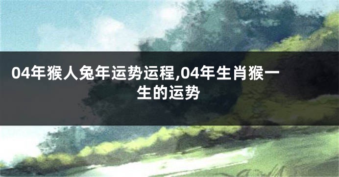 04年猴人兔年运势运程,04年生肖猴一生的运势