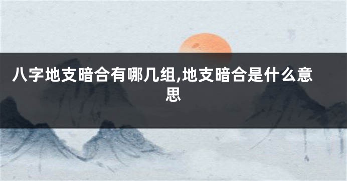 八字地支暗合有哪几组,地支暗合是什么意思