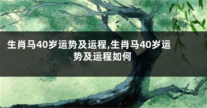 生肖马40岁运势及运程,生肖马40岁运势及运程如何